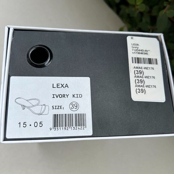 Alias Mae Lexa Mule Heel Sandal Size 39 in Ivory Leather Rhinestoned - Picture 12 of 12